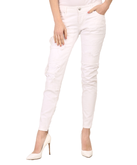 Pink denim trousers