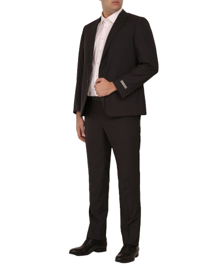 Men's Black Z Zegna Wool Suit With Flat Front Pant