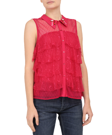 Red crêpe de Chine blouse