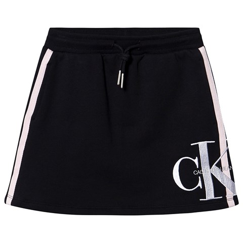 Black Monogram CK Logo Sweat Skirt