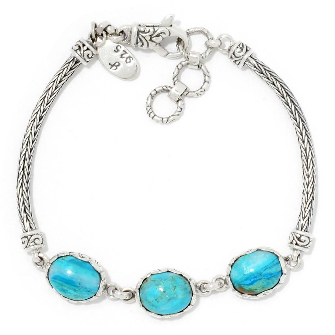 Oval Peruvian Opalina 3-Stone Bracelet