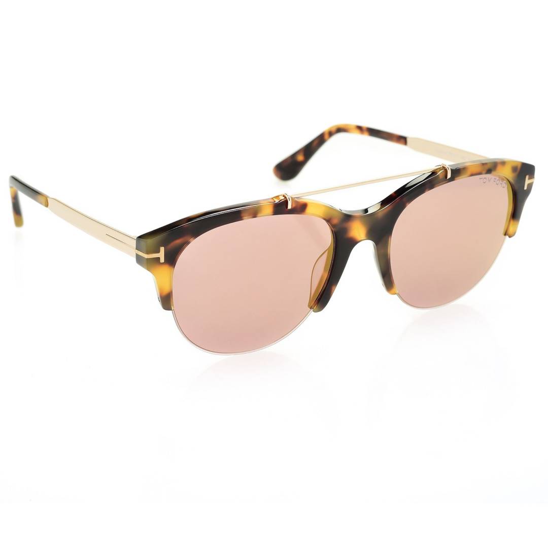Tom Ford 55mm Havana Horned Rim Sunglasses with Case