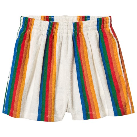 White Rainbow Stripe Poodle Shorts